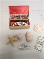 Jewelry Box w/ Jewelry & Seashells