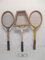 3 Vintage Tennis Rackets Racquets