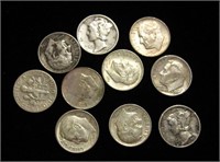 Ten silver dimes