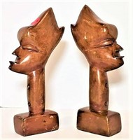 Pair of Wood Carved Figural Sculptures