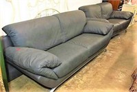 Modern Leather Sofa & Loveseat with Brushed