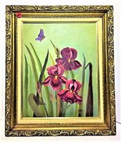 Purple Iris Painting on Canvas by S Byrd in