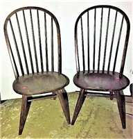 Pair of Wooden Spindle Back Chairs