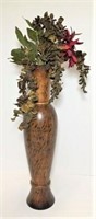 Wood Vase with Faux Arrangement