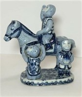 Blue & White Monkey & Horse Figurine