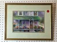Joyce Brus Framed Front Porch Watercolor