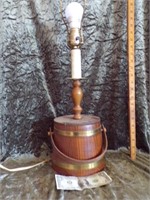 Wood bucket lamp base-electric