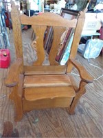 Oak Chair with storage bin