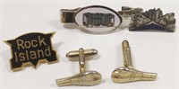 Vintage Railroad Related Cufflinks , Tie Clips,