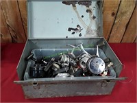 Metal Box Lot w/ Vintage Fishing Reels