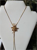 Gold Flower 28" Length Adjustable Necklace