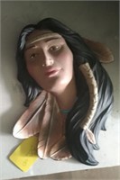 Beautiful Native American maiden plaque 12".