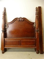 Four Post, Dark, Solid Wood Bed Frame: King Size