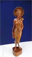 Tall, Oriental Designed Wooden Female Figurine