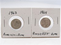(2) Roosevelt Dimes c. 1963-1964
