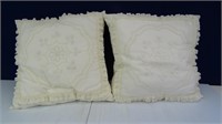 (2) ivory pillows