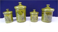 (4) Green kitchen canisters