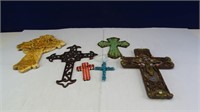 (6) Assorted Material Cross Wall Hanging Decor