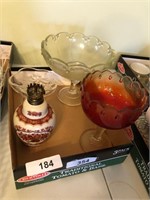 Lamp Base and Glass Candy Dishes