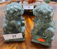 PAIR OF STONE FOO DOG BOOKENDS