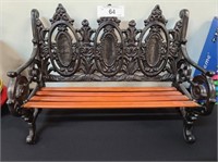 CAST IRON & WOOD DOLL BENCH 15W X 10 1/2T