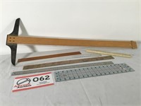T-Square, Drafting Rulers (5), Various Items