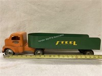 Metal Tonka semi with steel carrier open trailer