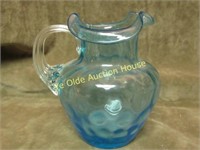 Sm art glass blue dot optic pitcher