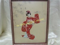 Vintage Geisha Girl Cloth Art 3-D image