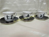 3 Picadilly CHina Demi Cups and Saucers