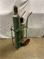 oxygen & cetylene bottles w/ cart