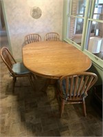 Solid Wood Pedestal Table with 4 Chairs and 2