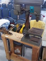 Drill press with vise on stand