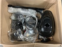 Misc box of motorcycle pieces and parts