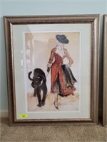 SIGNED PRINT OF PANTHER AND WOMAN