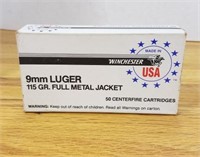 50 RDS OF WINCHESTER 9MM LUGER 115GRAIN FMJ