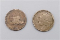 (2) 1858 US Flying Eagle One Cent Pennies
