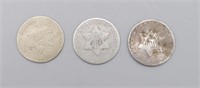 1851, 1852, & 1853 US 3-Cent Silver TRIME Coins