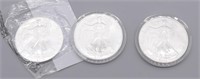 (3) US Eagle Silver Dollars .999 Fine