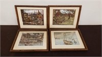 TRAY OF SMALL 12X8 FRAMED EARLY LITHOGRAPHS