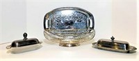 Two Silver Finish Butter Dish