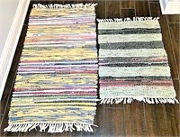 Two Woven Rugs with Fringe