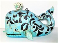 Painted Wood Whale Bird House