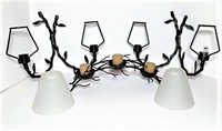 Metal Two Arm Sconces & Four Glass Shade