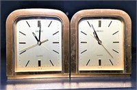 Two Seiko Gold Tone Desk Clocks