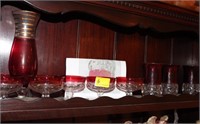 KING CROWN PATTERN RUBY RED WATER GOBLETS
