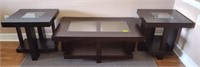 GLASSTOP COFFEE TABLE W/ (2) END TABLES