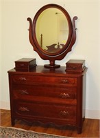 CHERRY DRESSER - DAVIS - W/GLOVE BOXES & MIRROR