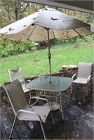 2 OUTSIDE TABLES & CHAIRS & POTS - WICKER PLANT