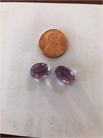 2 Amethyst Semi Precious Gemstones